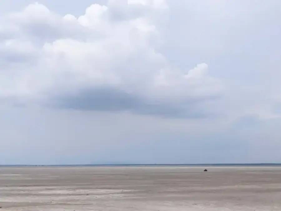 Aerial view of Sambhar Salt Lake in Rajasthan