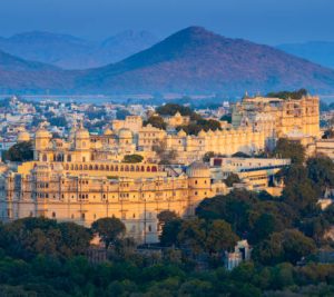 View of City Palace on lake pichola in Udaipur, Rajasthan, India